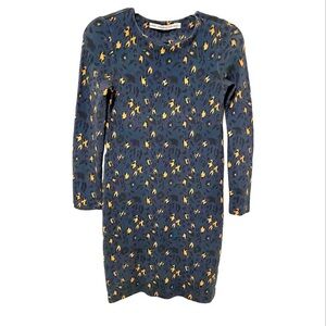 & Other Stories Blue and Yellow Long Sleeve Floral Dress Sz 4